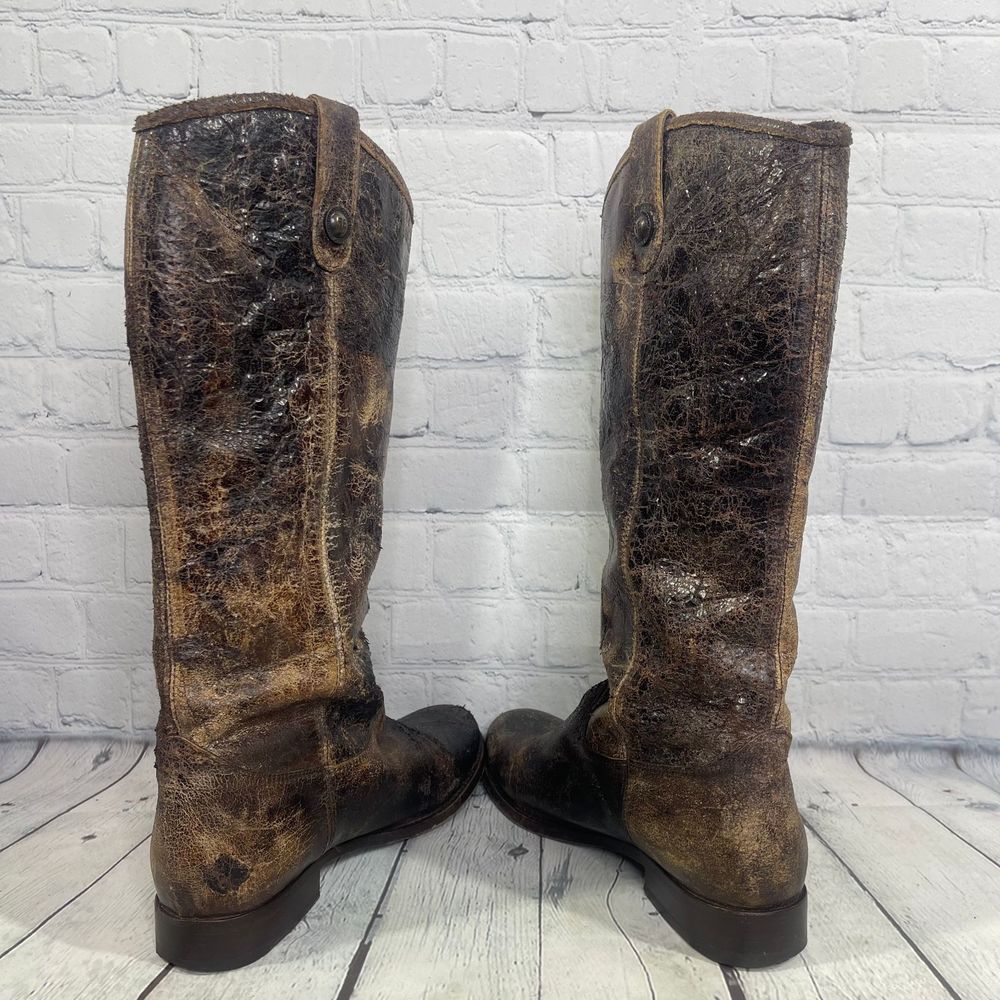 Frye Distressed Brown Ankle Boots - Picture 5 of 16